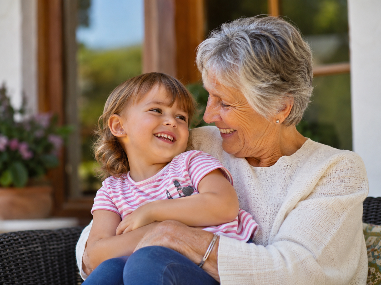Mamie aidant un enfant dans une activité calme